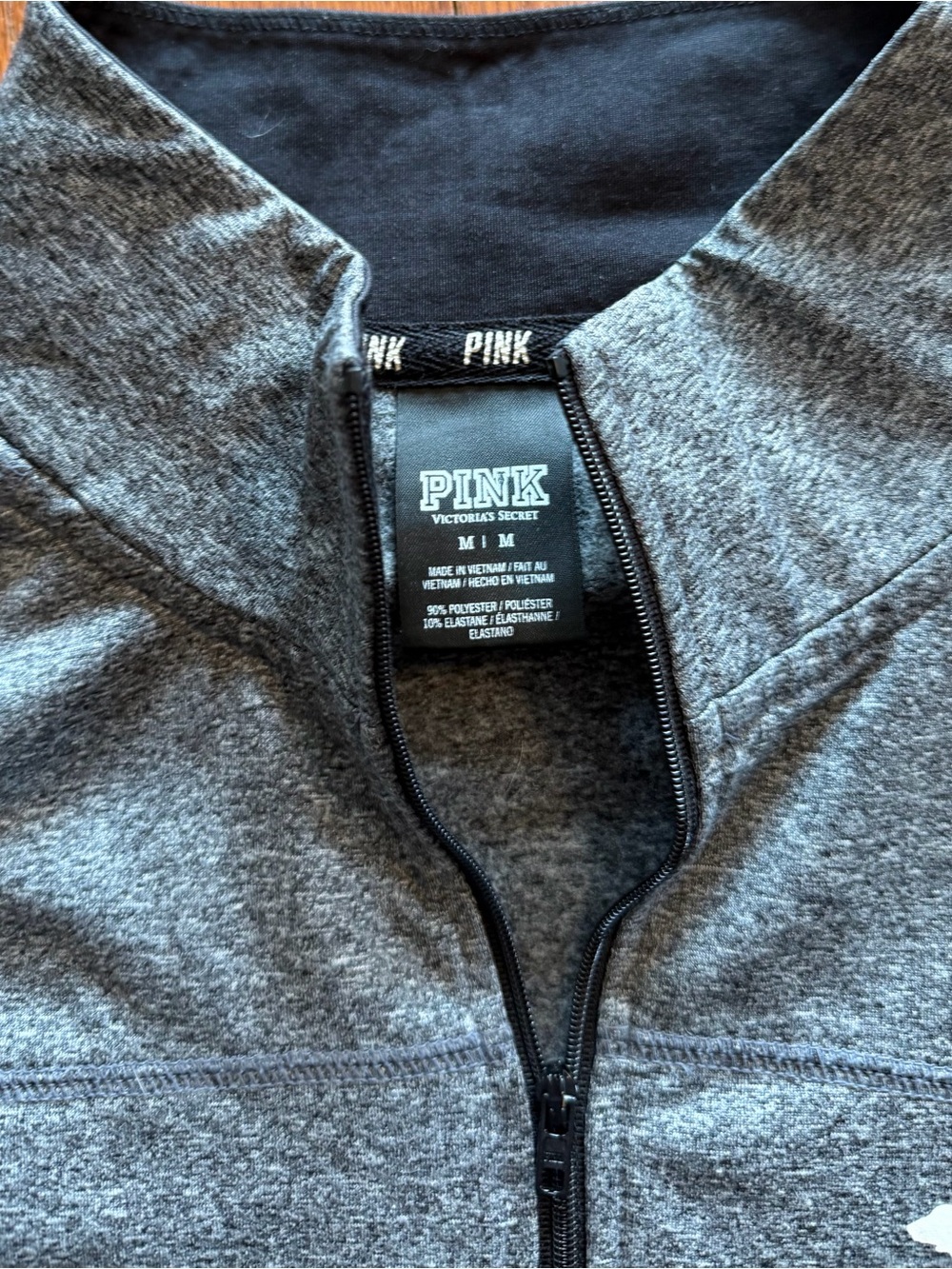 PINK Victoria's Secret Heather Gray Quarter-Zip Pullover Sweatshirt - Picture 2 of 3